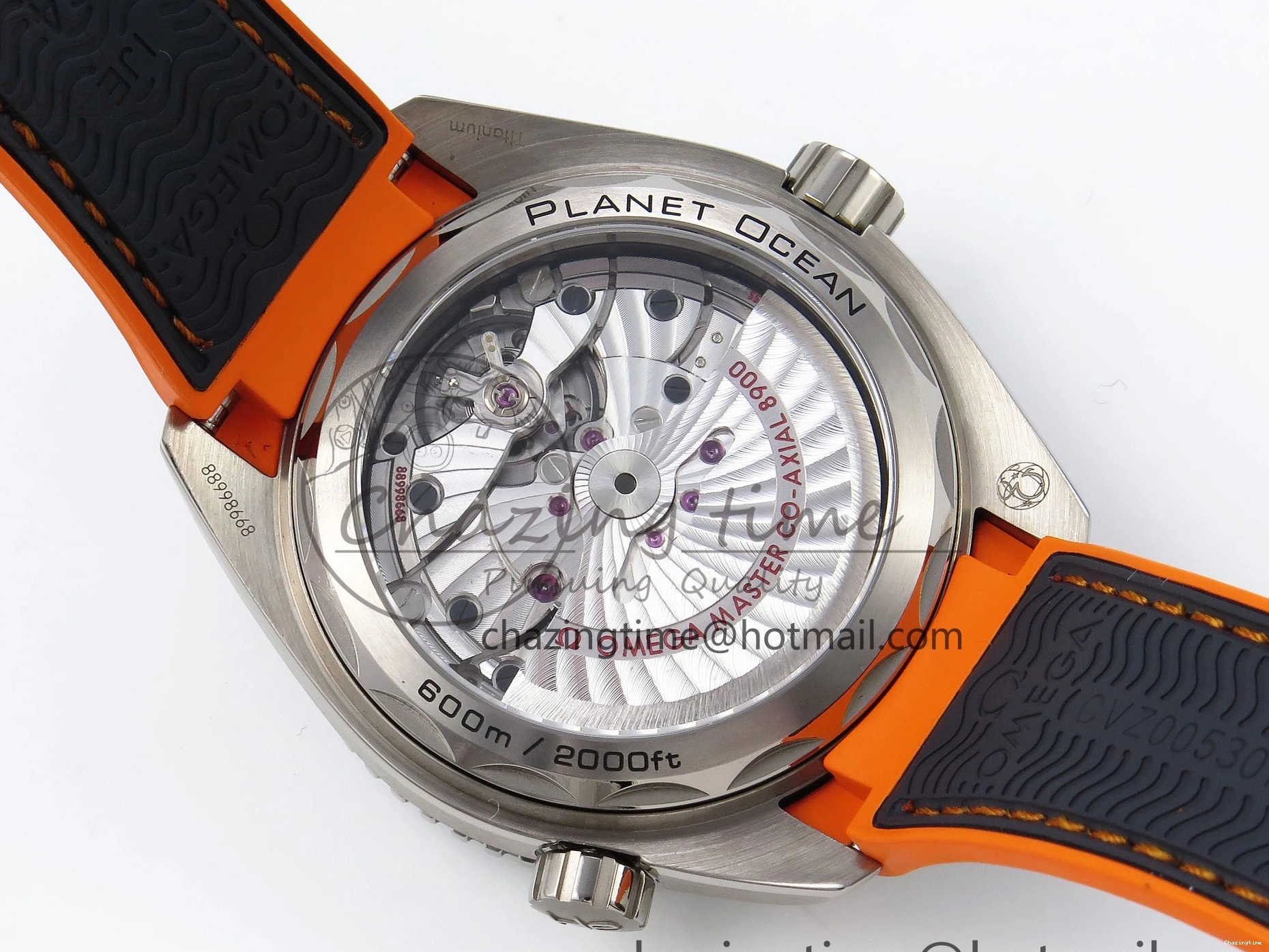 0415 Comfortable Planet Ocean 43.5mm SS VSF 1:1 Best Edition Black Orange Bezel Gray Dial on Nylon Strap A8900 Super Clone V 7730